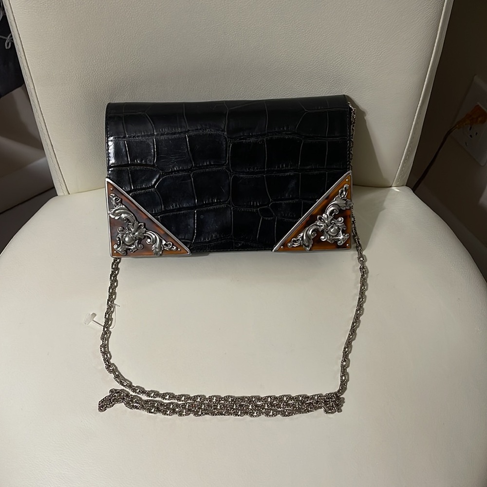 Vintage Glen Miller for Ann Turk Black Leather Silver Crossbody Bag